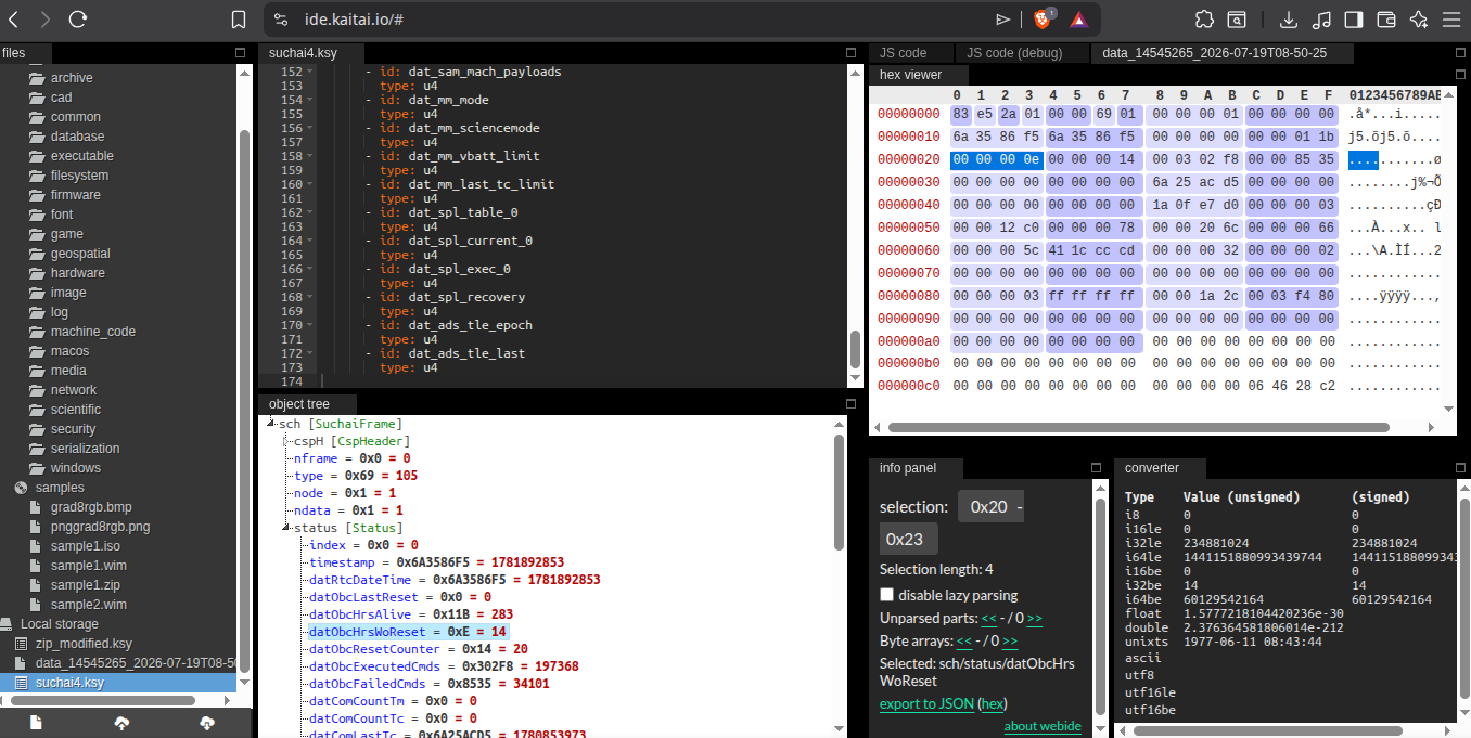 Decoding data with Kaitai IDE